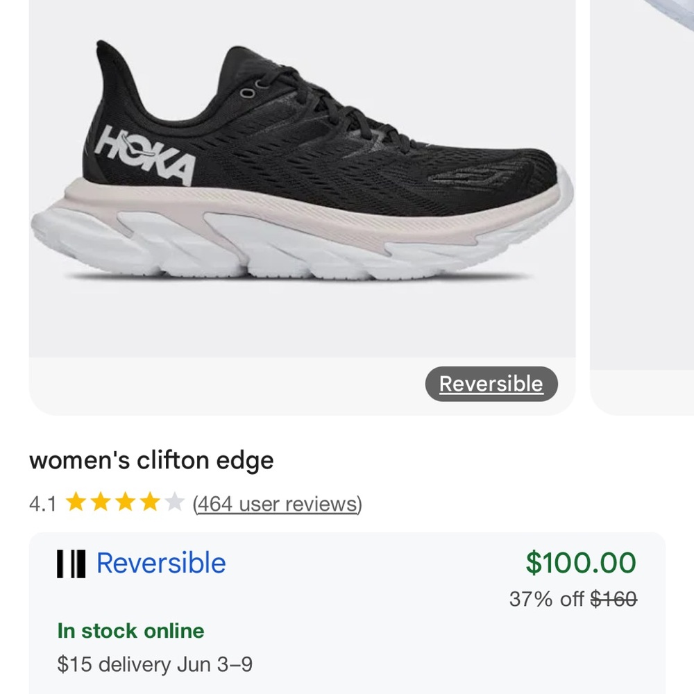 Hoka Black Clifton Edge Sneakers - Picture 7 of 7